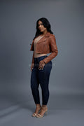 Women's Slim-Fit Classic Crop Biker [Caramel Crunch]
