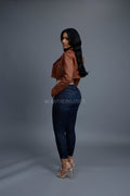 Women's Slim-Fit Classic Crop Biker [Caramel Crunch]