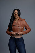 Women's Slim-Fit Classic Crop Biker [Caramel Crunch]