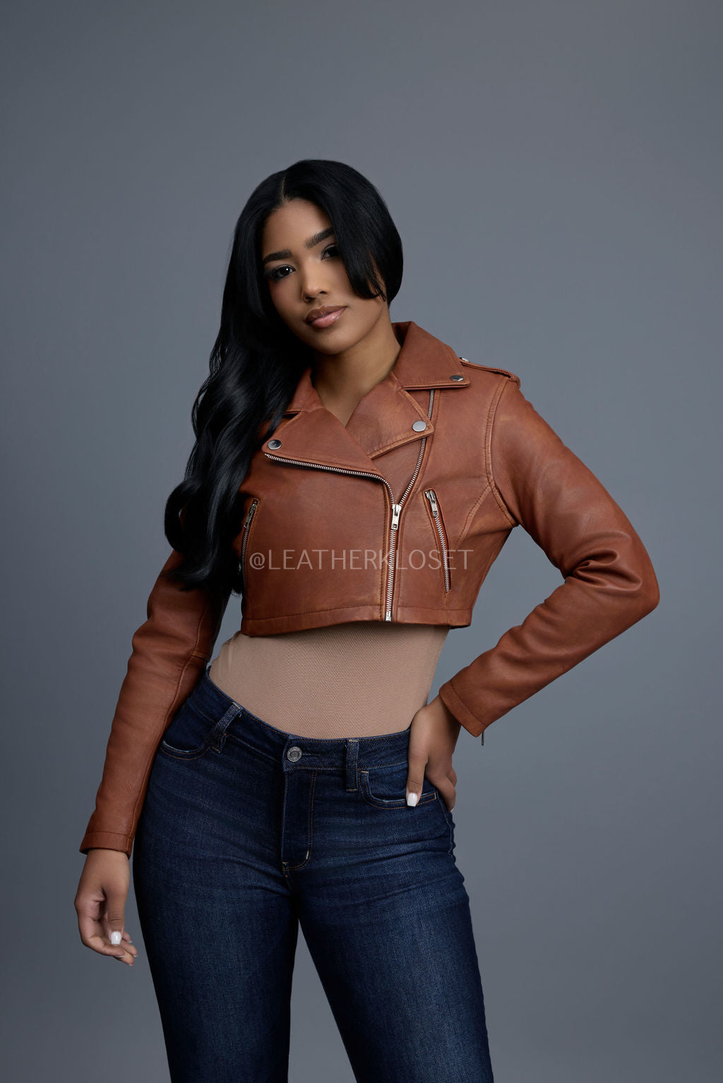 Women's Slim-Fit Classic Crop Biker [Caramel Crunch]