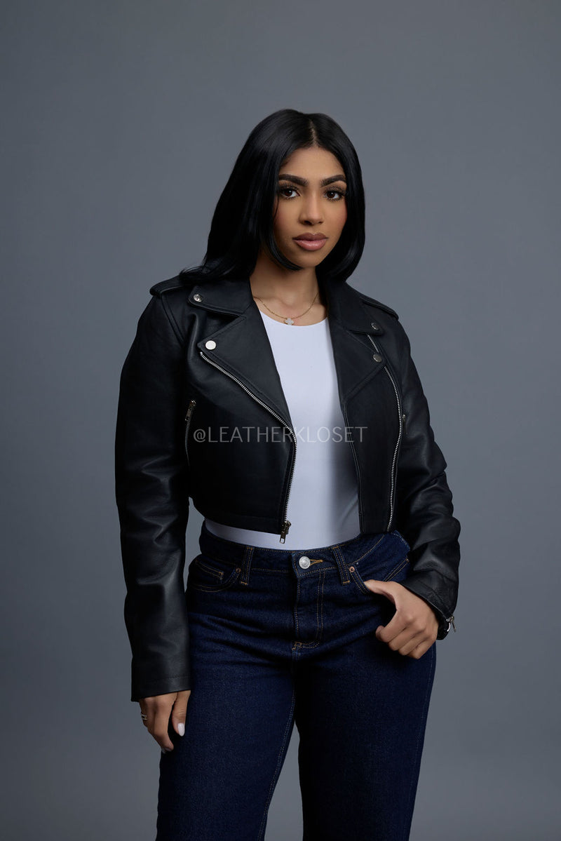 Women's Slim-Fit Classic Crop Biker [Black]