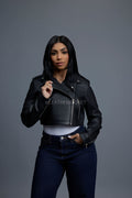Women's Slim-Fit Classic Crop Biker [Black]
