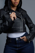 Women's Slim-Fit Classic Crop Biker [Black]