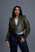 Women's Slim-Fit Classic Crop Biker [Olive]