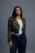 Women's Slim-Fit Classic Crop Biker [Olive]