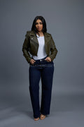 Women's Slim-Fit Classic Crop Biker [Olive]