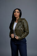 Women's Slim-Fit Classic Crop Biker [Olive]