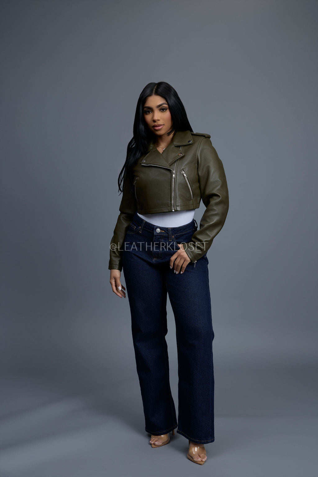 Women's Slim-Fit Classic Crop Biker [Olive]