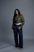 Women's Slim-Fit Classic Crop Biker [Olive]