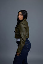 Women's Slim-Fit Classic Crop Biker [Olive]