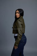 Women's Slim-Fit Classic Crop Biker [Olive]