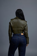 Women's Slim-Fit Classic Crop Biker [Olive]