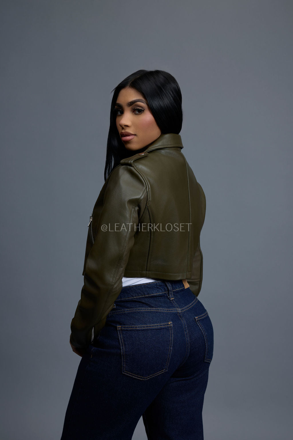 Women's Slim-Fit Classic Crop Biker [Olive]