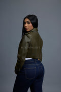 Women's Slim-Fit Classic Crop Biker [Olive]