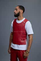 Men's Leather Vegas Vest [Red]