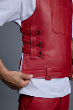 Men's Leather Vegas Vest [Red]