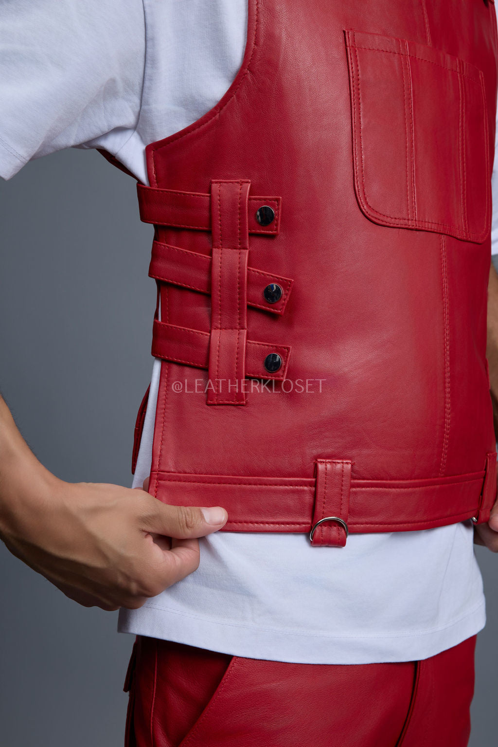 Men's Leather Vegas Vest [Red]