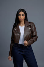 Women's Slim-Fit Classic Crop Biker [Chocolate]