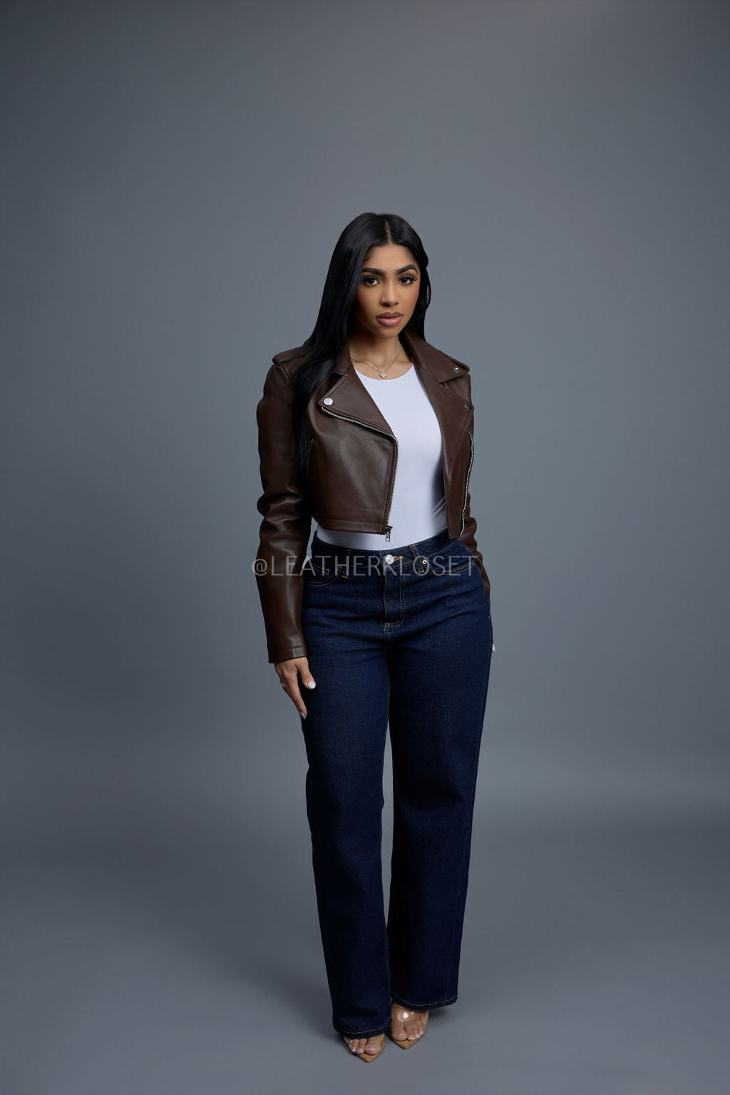 Women's Slim-Fit Classic Crop Biker [Chocolate]
