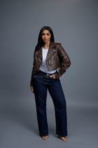 Women's Slim-Fit Classic Crop Biker [Chocolate]