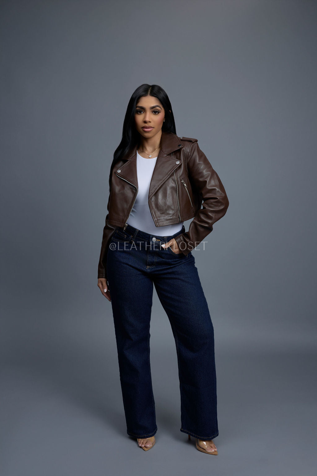 Women's Slim-Fit Classic Crop Biker [Chocolate]