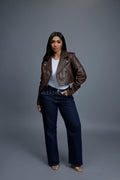Women's Slim-Fit Classic Crop Biker [Chocolate]