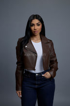 Women's Slim-Fit Classic Crop Biker [Chocolate]