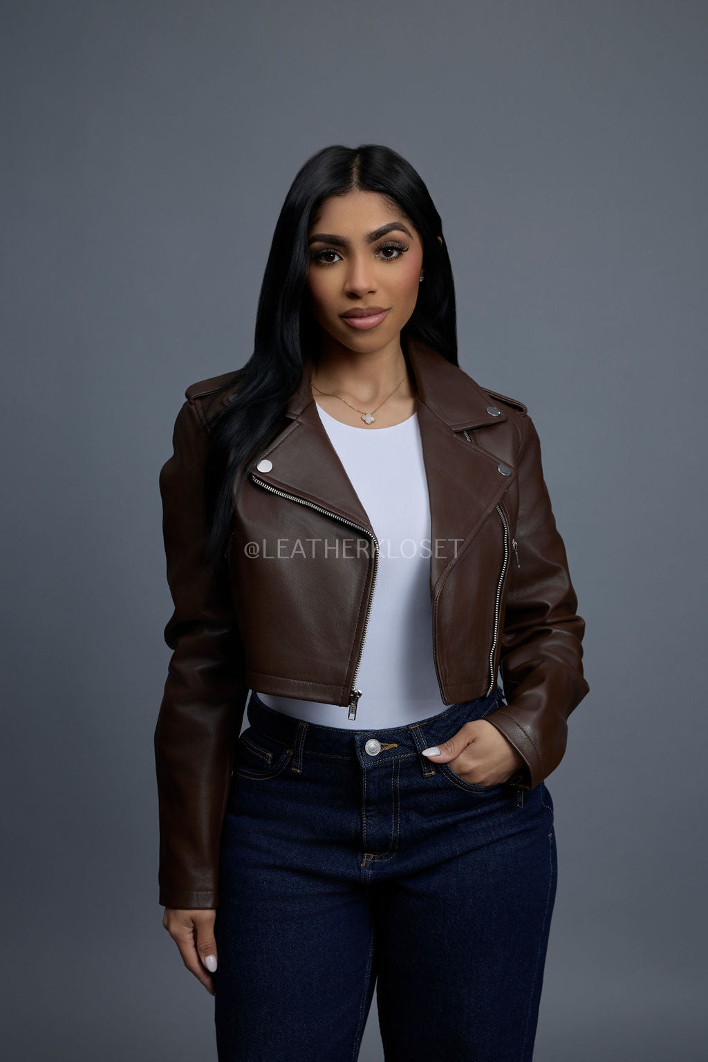 Women's Slim-Fit Classic Crop Biker [Chocolate]