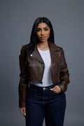 Women's Slim-Fit Classic Crop Biker [Chocolate]