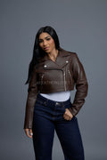 Women's Slim-Fit Classic Crop Biker [Chocolate]