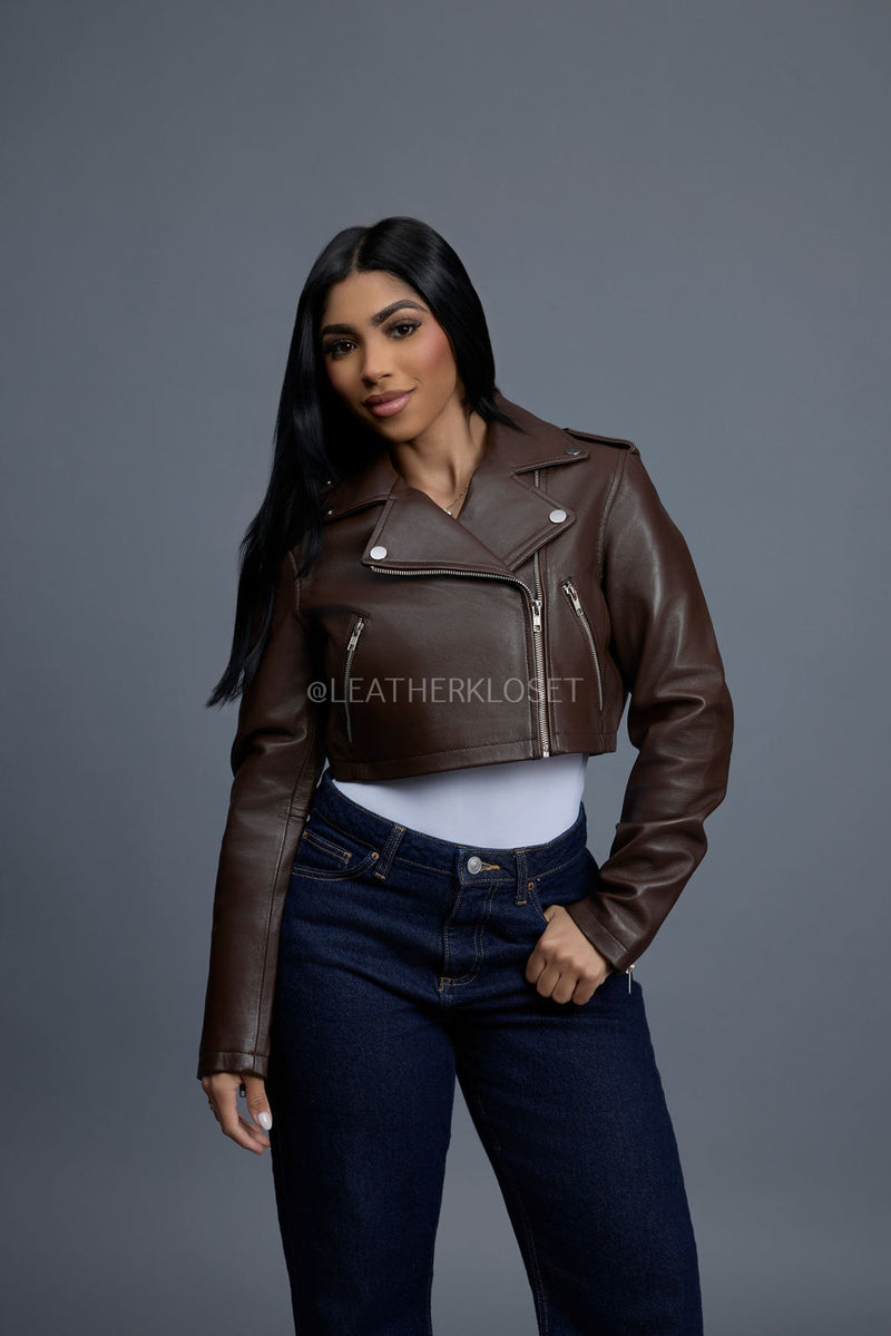 Women's Slim-Fit Classic Crop Biker [Chocolate]