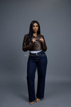 Women's Slim-Fit Classic Crop Biker [Chocolate]