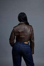 Women's Slim-Fit Classic Crop Biker [Chocolate]