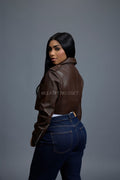 Women's Slim-Fit Classic Crop Biker [Chocolate]