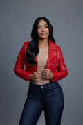 Women's Slim-Fit Classic Crop Biker [Red]