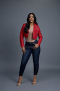 Women's Slim-Fit Classic Crop Biker [Red]