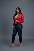 Women's Slim-Fit Classic Crop Biker [Red]