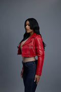 Women's Slim-Fit Classic Crop Biker [Red]
