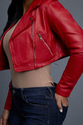 Women's Slim-Fit Classic Crop Biker [Red]