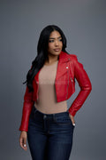 Women's Slim-Fit Classic Crop Biker [Red]