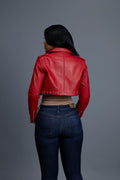 Women's Slim-Fit Classic Crop Biker [Red]