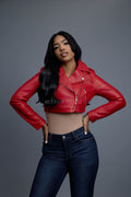 Women's Slim-Fit Classic Crop Biker [Red]