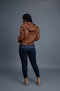 Women's Leather Hoodie [Caramel Crunch]