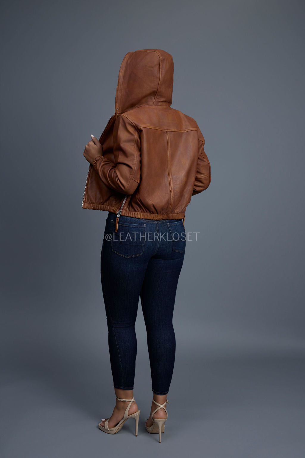 Women's Leather Hoodie [Caramel Crunch]