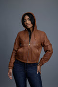 Women's Leather Hoodie [Caramel Crunch]