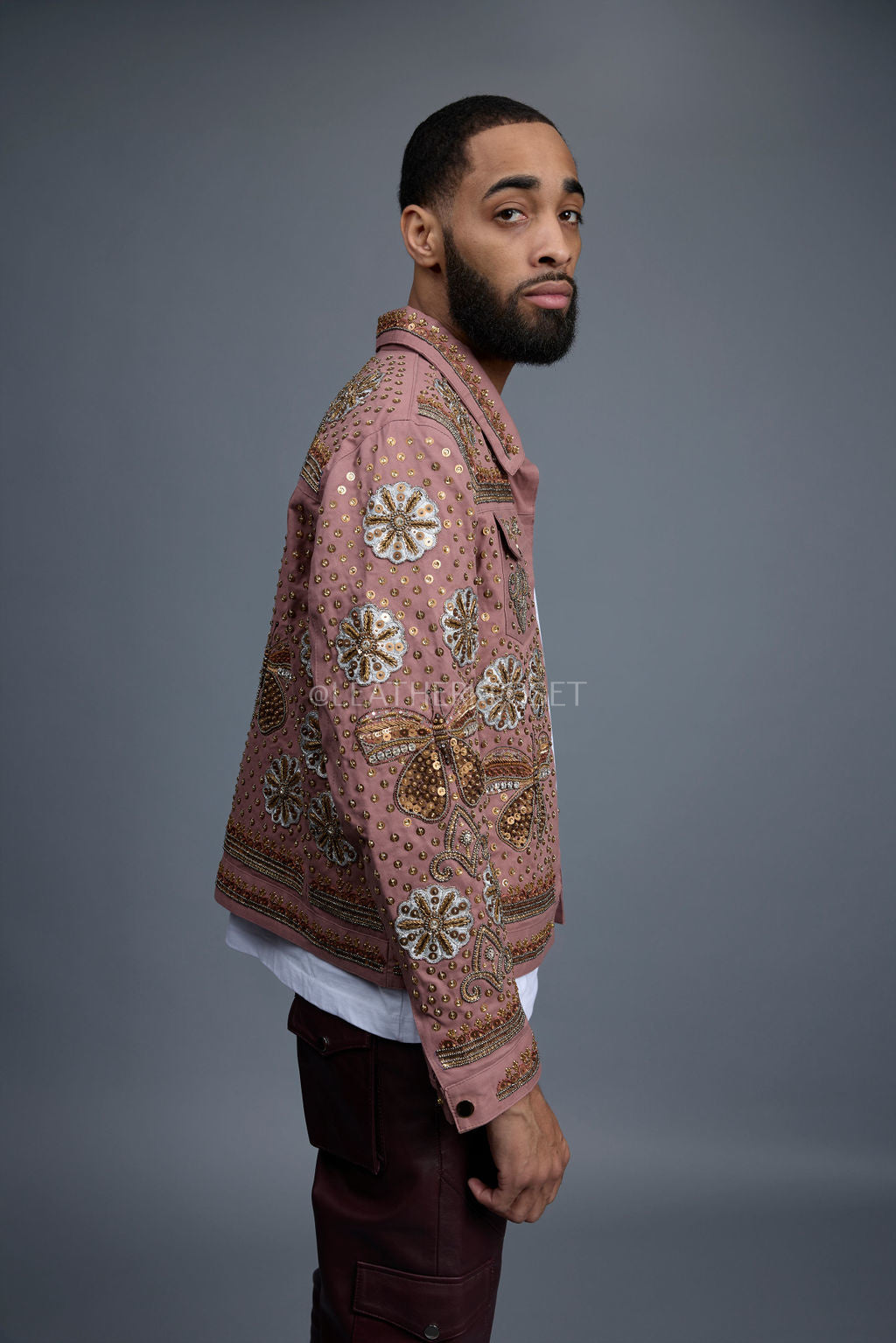 Men's Hand-Made Denim Jacket [Rose]