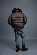 Men’s Aspen Leather Bubble Bomber Jacket [Chocolate]