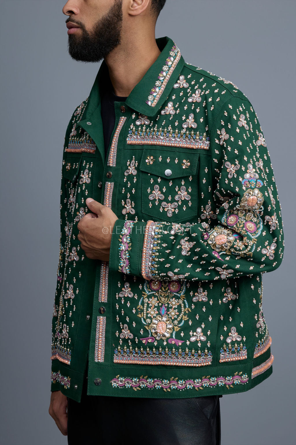 Men's Hand-Made Denim Jacket [Green]