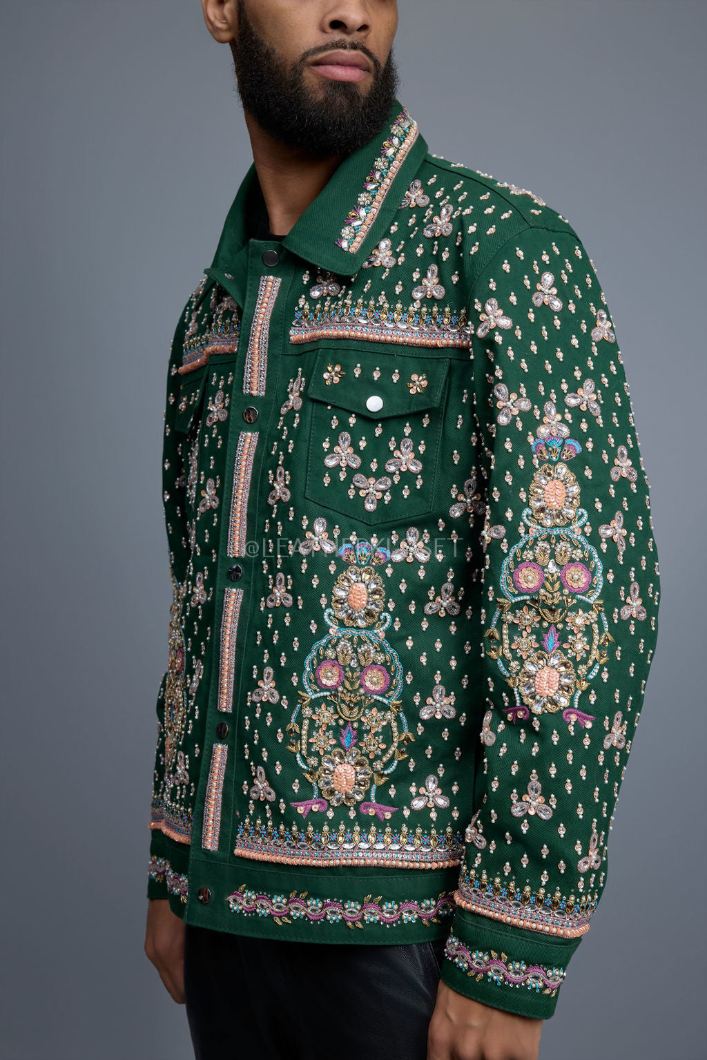 Men's Hand-Made Denim Jacket [Green]