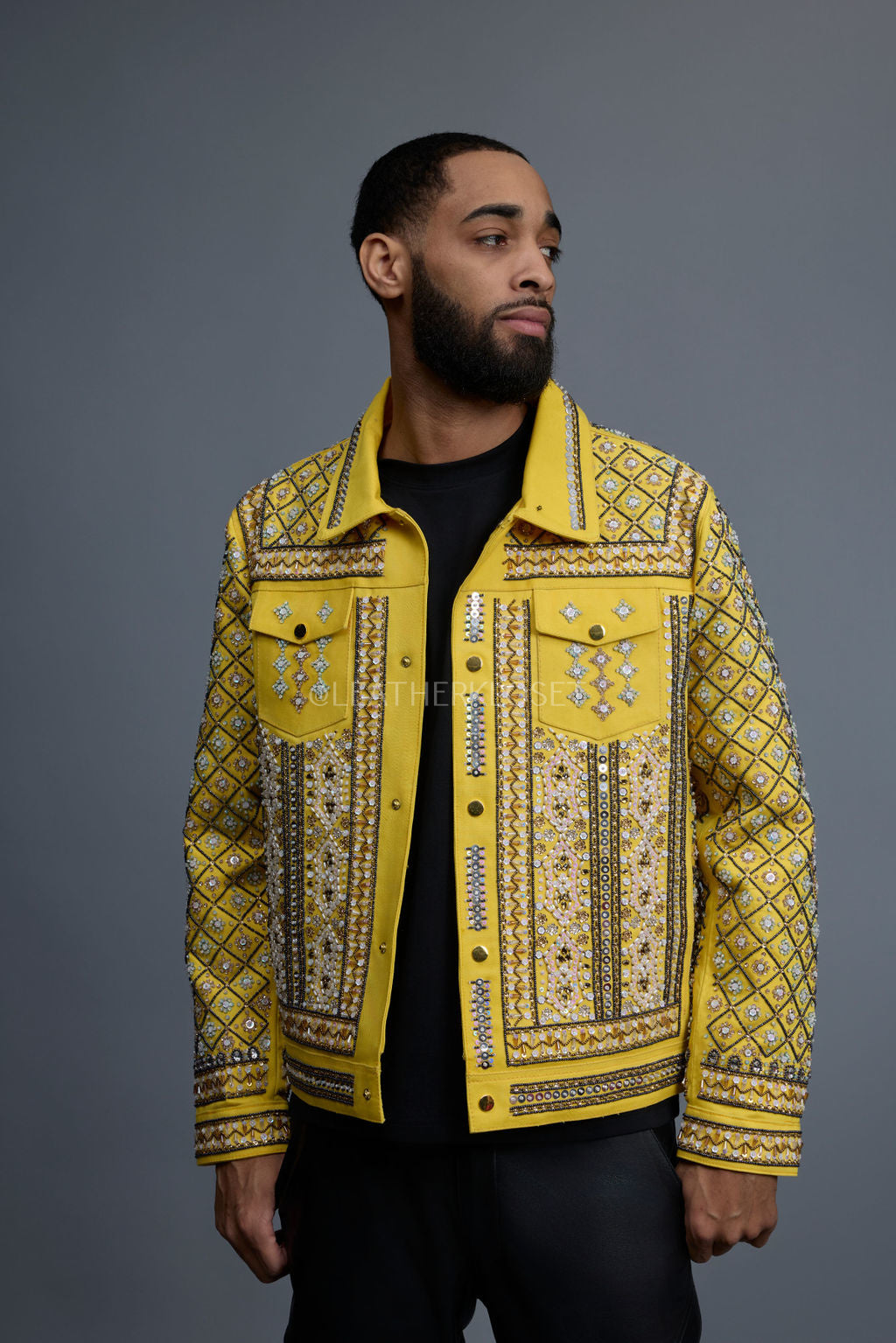 Men's Hand-Made Denim Jacket [Yellow]